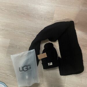 UGG Black Knit Beanie and Scarf Set